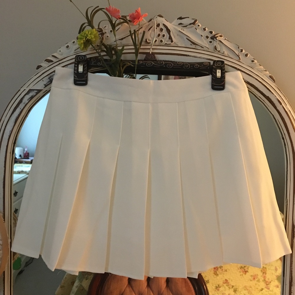 High Waisted White Tennis Skirt